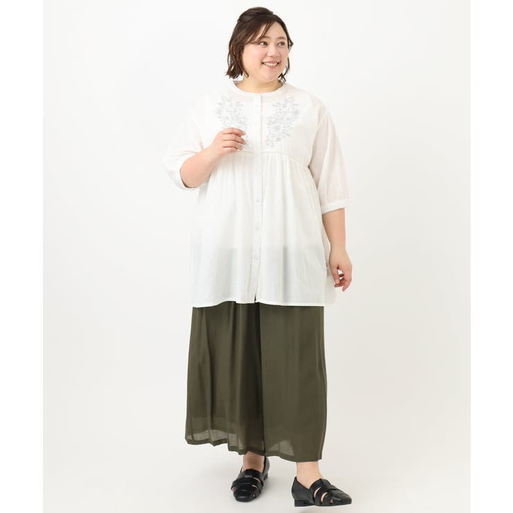 雑誌掲載】【大きいサイズ/11号サイズあり】サテン2WAYブラウス