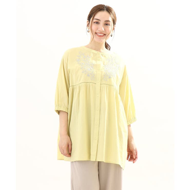 【大きいサイズ】フラワー刺繍ブラウス | eur3 | 詳細画像3 