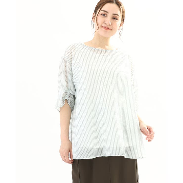 ライトグリーン(30) | 【大きいサイズ】シアーストライプタンクトップセット | eur3