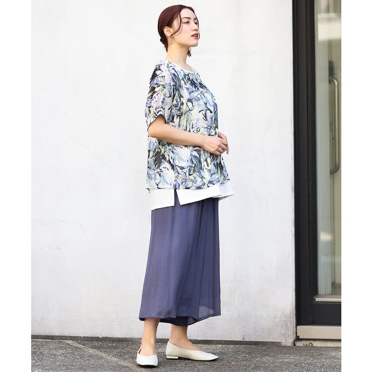 【大きいサイズ】リゾートプリントブラウス＋タンクトップセット | eur3 | 詳細画像3 