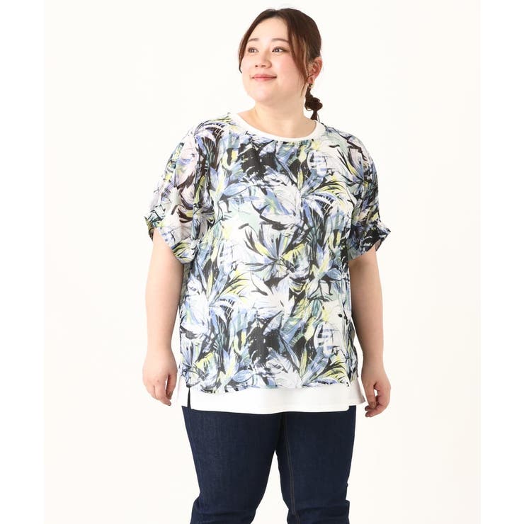 【大きいサイズ】リゾートプリントブラウス＋タンクトップセット | eur3 | 詳細画像7 