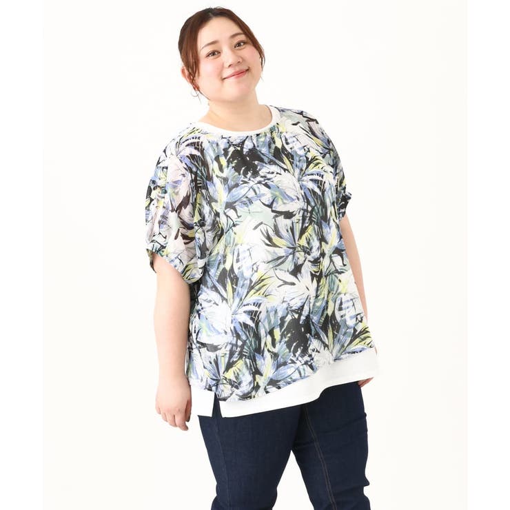 【大きいサイズ】リゾートプリントブラウス＋タンクトップセット | eur3 | 詳細画像8 