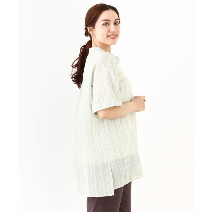 【大きいサイズ】ドビーストライプチュニックブラウス | eur3 | 詳細画像2 