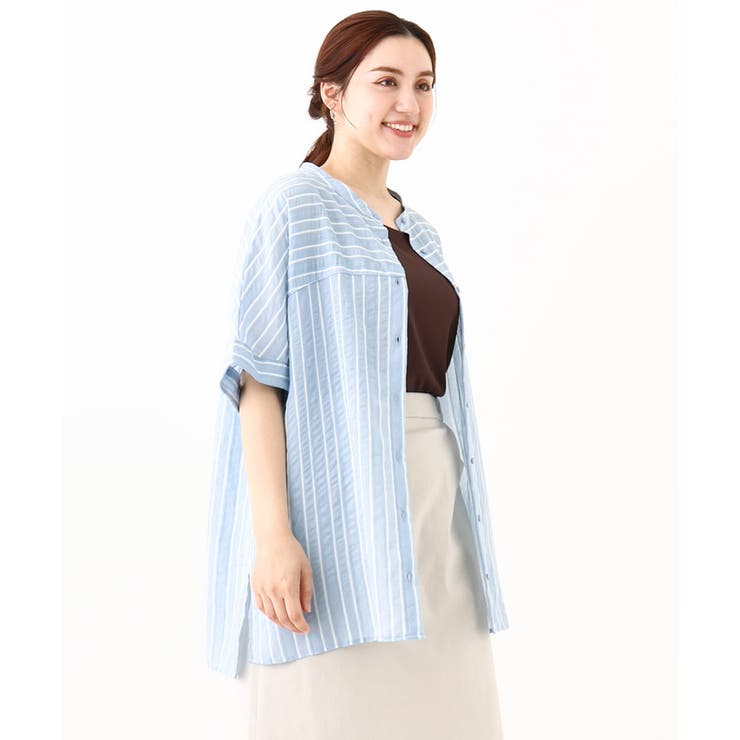 【大きいサイズ】ドビーストライプチュニックブラウス | eur3 | 詳細画像6 
