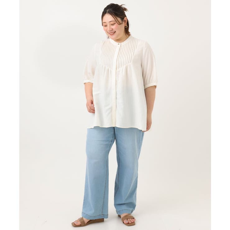【大きいサイズ/a.v.v×eur3】ピンタックブラウス 大きいサイズ/a.v.v×eur3】ピンタックブラウス(ブラウス・シャツ