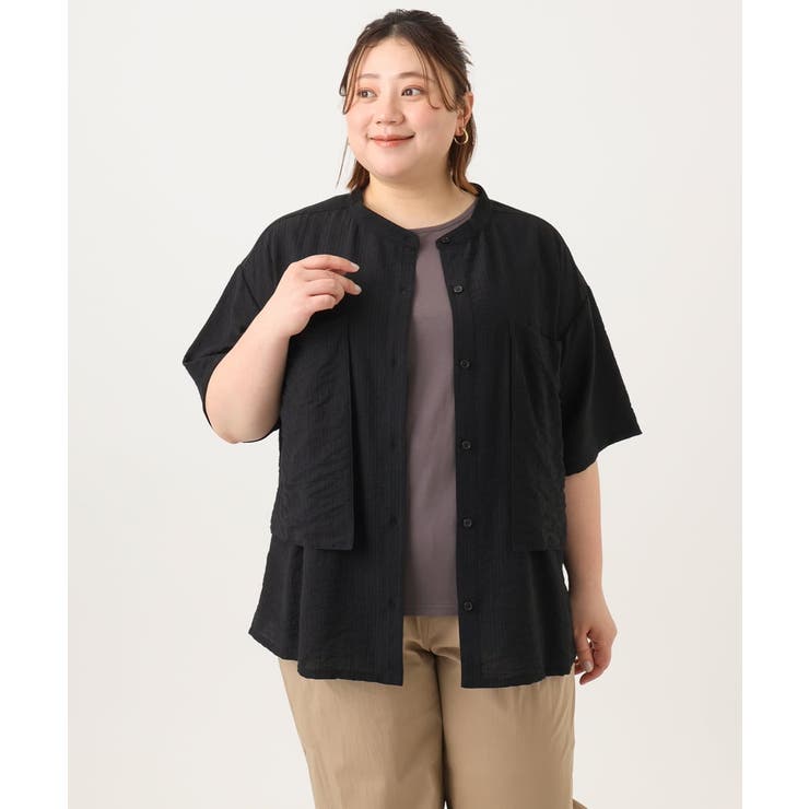 【大きいサイズ/soso×eur3】バンドカラーシャツタンクトップセット | eur3 | 詳細画像15 