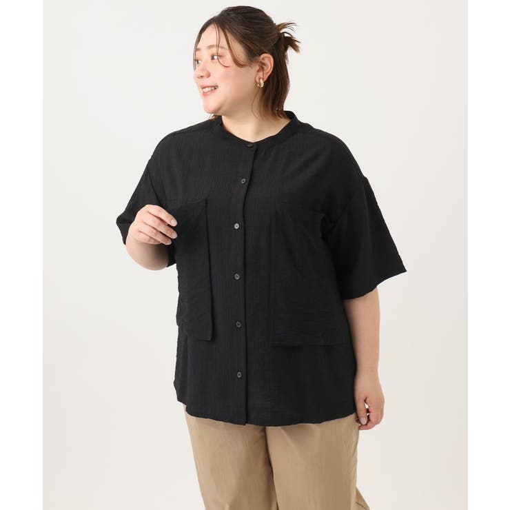 【大きいサイズ/soso×eur3】バンドカラーシャツタンクトップセット | eur3 | 詳細画像17 