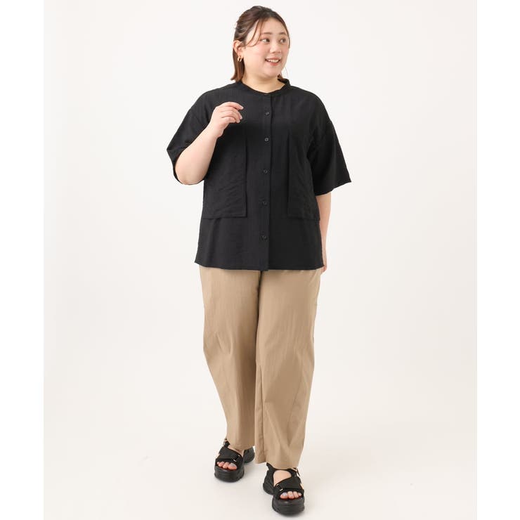 【大きいサイズ/soso×eur3】バンドカラーシャツタンクトップセット | eur3 | 詳細画像18 