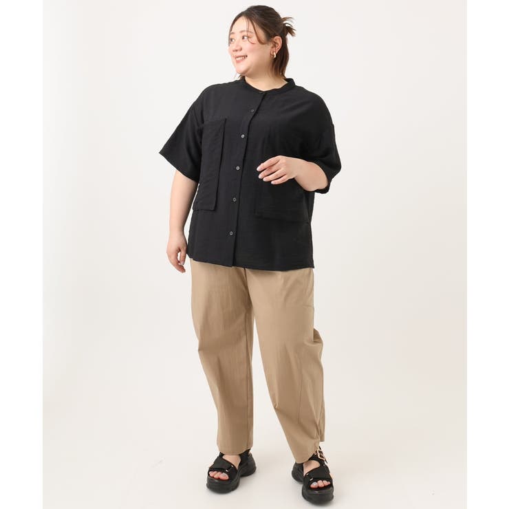 【大きいサイズ/soso×eur3】バンドカラーシャツタンクトップセット | eur3 | 詳細画像19 