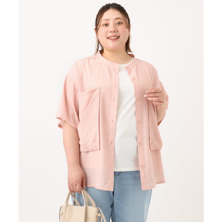 【大きいサイズ/soso×eur3】バンドカラーシャツタンクトップセット | eur3 | 詳細画像2 