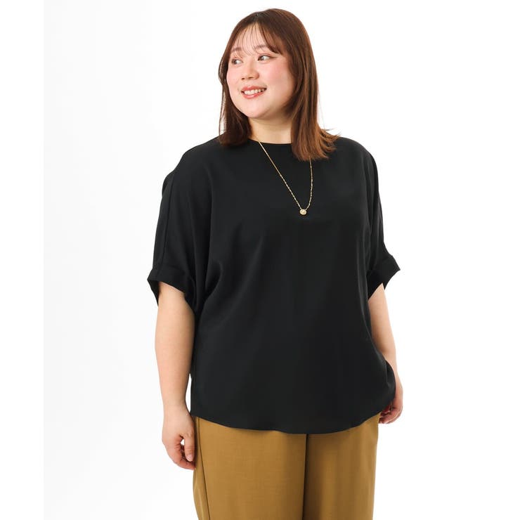 ブラック | 【大きいサイズ】ポーラバックタックブラウス | eur3