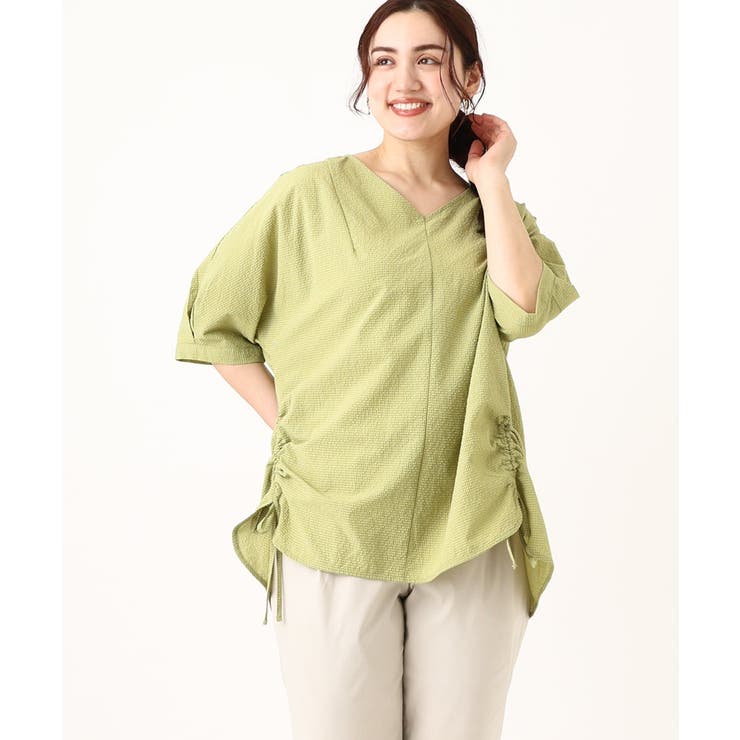 【大きいサイズ】Vネックポコポコプルオーバー | eur3 | 詳細画像1 