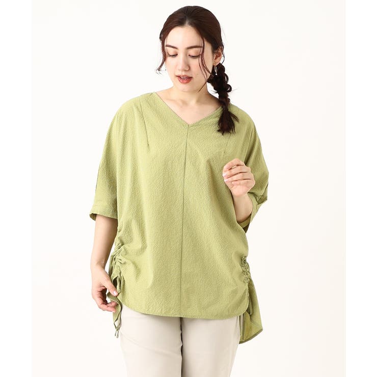 【大きいサイズ】Vネックポコポコプルオーバー | eur3 | 詳細画像2 