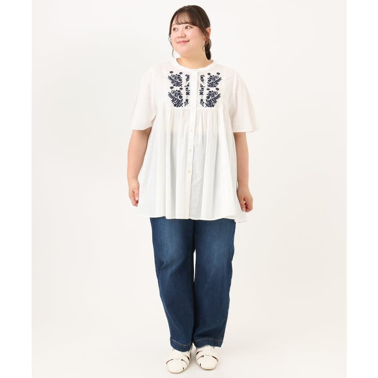 【大きいサイズ】インド綿刺繍ギャザーブラウス | eur3 | 詳細画像14 