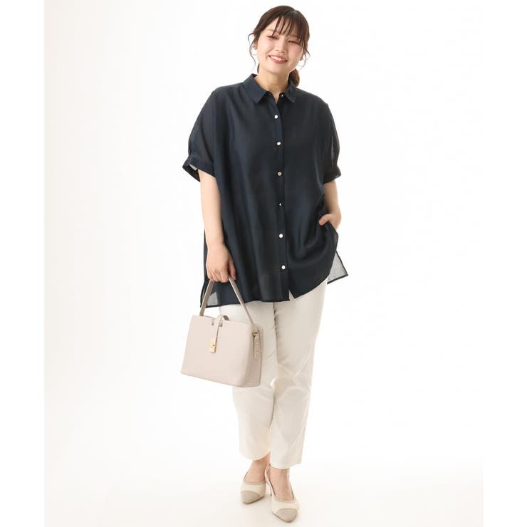 【大きいサイズ/接触冷感】シア―ボクシーシルエットブラウス | eur3 | 詳細画像14 