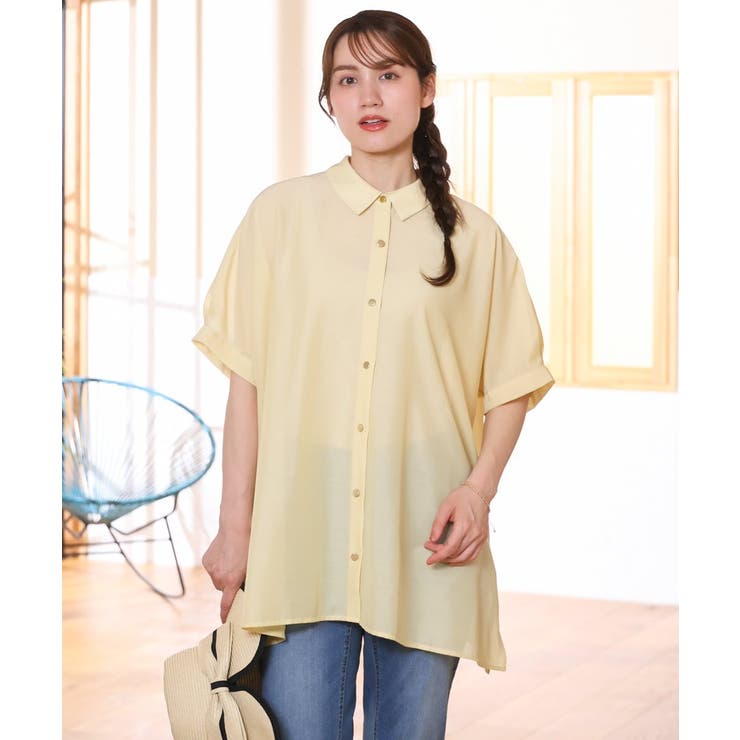 【大きいサイズ/接触冷感】シア―ボクシーシルエットブラウス | eur3 | 詳細画像2 