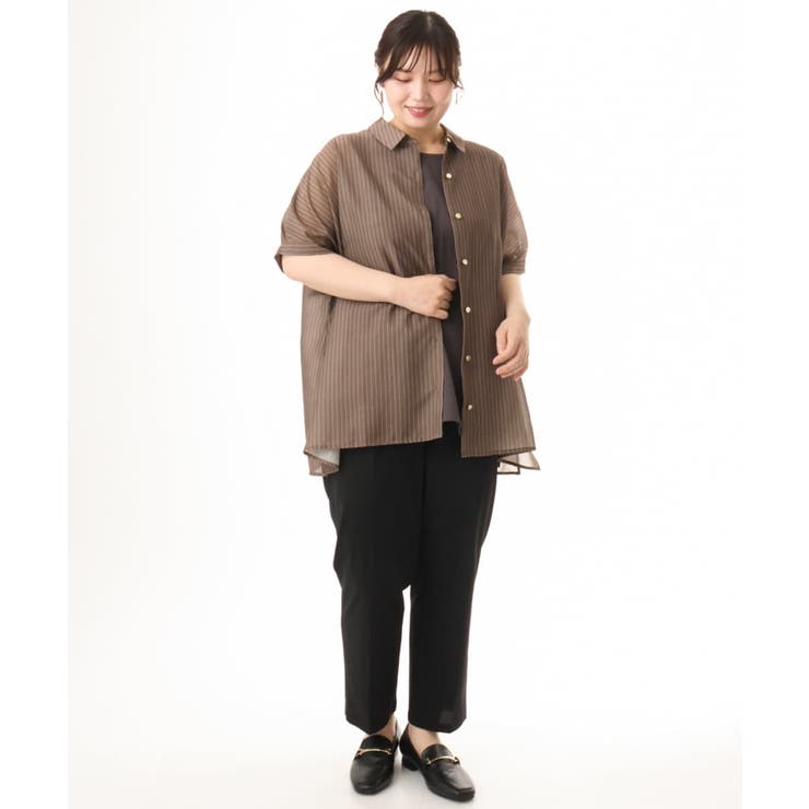 【大きいサイズ/接触冷感】シア―ボクシーシルエットブラウス | eur3 | 詳細画像25 