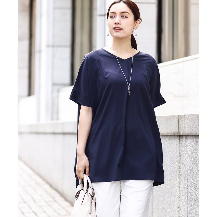 ネイビー(57) | 【大きいサイズ】バックタックブラウス | eur3