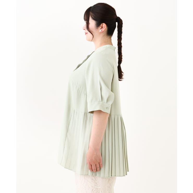 【大きいサイズ/a.v.v×eur3】バックプリーツブラウスチュニック eur3｜【大きいサイズ/a.v.v*eur3】バックプリーツブラウス