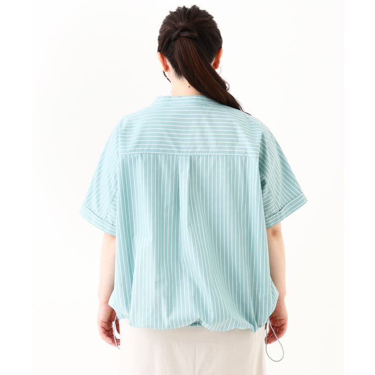 大きいサイズ】裾ドロストショート丈シャツ[品番：ITKW0018100