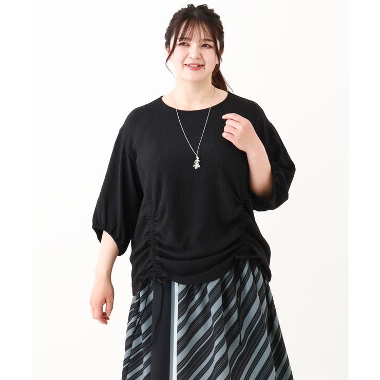 ブラック(94) | 【大きいサイズ】スピンドルヘムブラウス | eur3