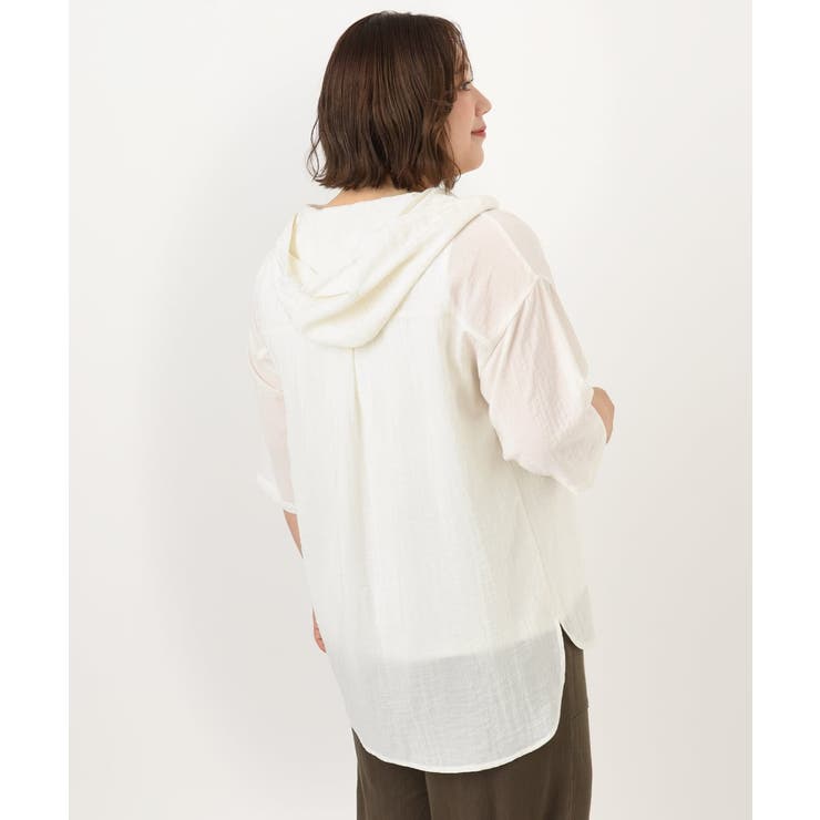 【大きいサイズ】シアーフーディー半袖ブラウス | eur3 | 詳細画像23 