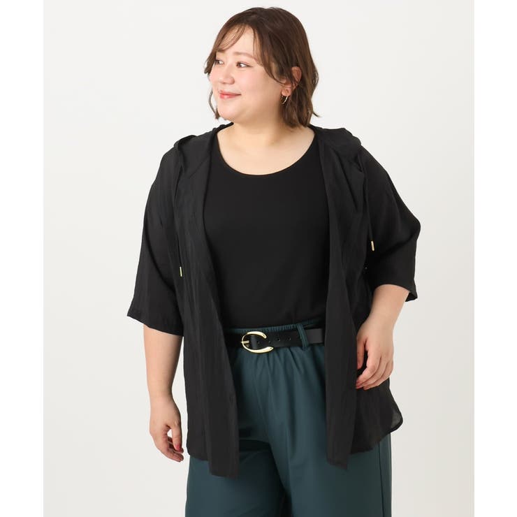 【大きいサイズ】シアーフーディー半袖ブラウス | eur3 | 詳細画像27 