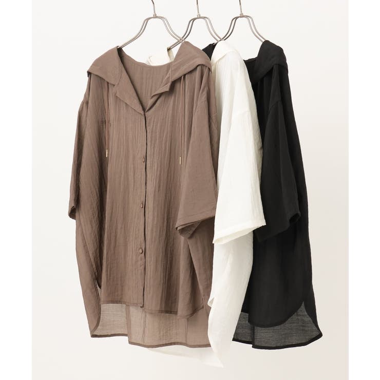 【大きいサイズ】シアーフーディー半袖ブラウス | eur3 | 詳細画像32 