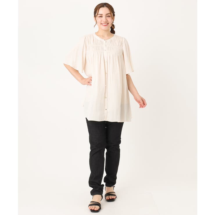 【大きいサイズ/a.v.v×eur3】サテンシャーリングブラウス | eur3 | 詳細画像15 