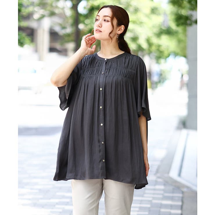 【大きいサイズ/a.v.v×eur3】サテンシャーリングブラウス | eur3 | 詳細画像17 