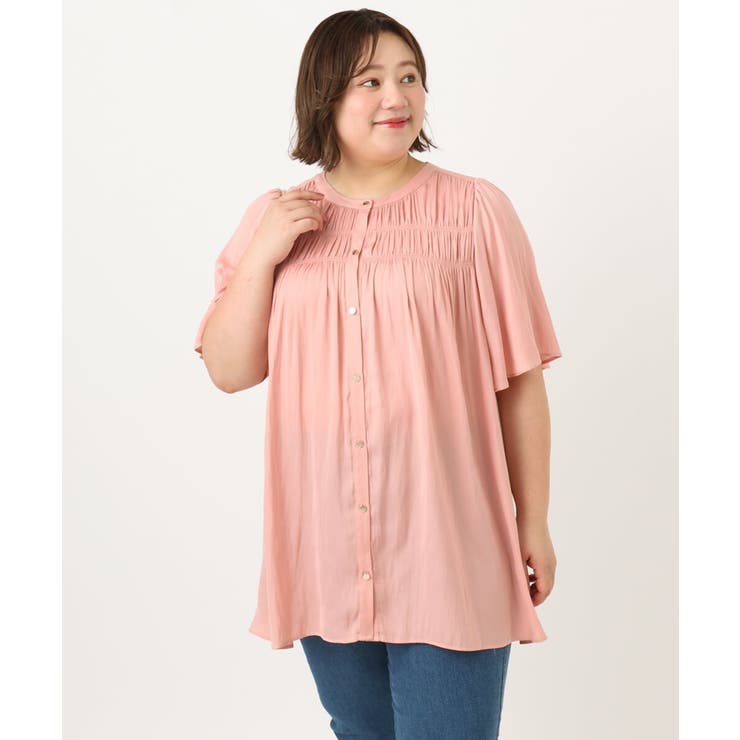 【大きいサイズ/a.v.v×eur3】サテンシャーリングブラウス | eur3 | 詳細画像2 