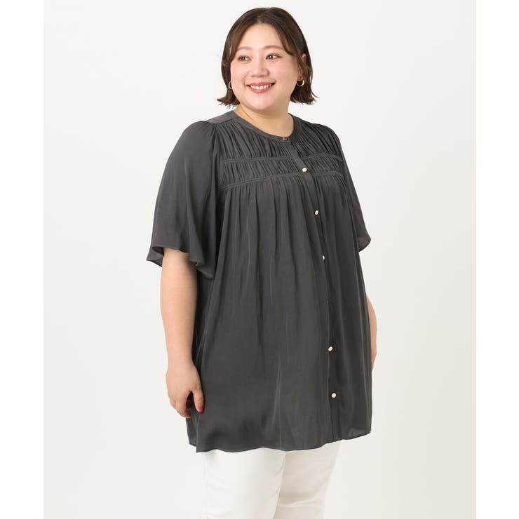 【大きいサイズ/a.v.v×eur3】サテンシャーリングブラウス | eur3 | 詳細画像20 