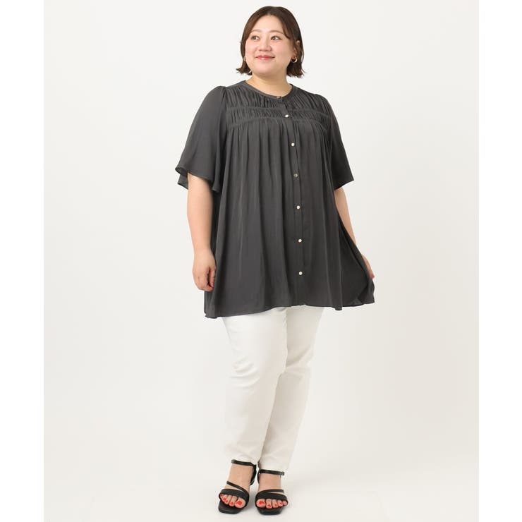 【大きいサイズ/a.v.v×eur3】サテンシャーリングブラウス | eur3 | 詳細画像23 