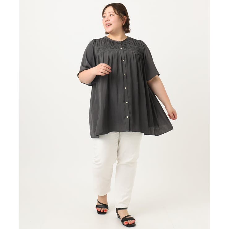 【大きいサイズ/a.v.v×eur3】サテンシャーリングブラウス | eur3 | 詳細画像25 