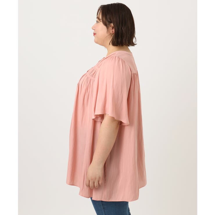 【大きいサイズ/a.v.v×eur3】サテンシャーリングブラウス | eur3 | 詳細画像4 