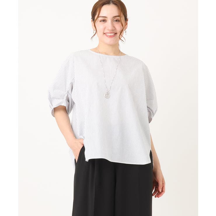 ホワイト(90) | 【大きいサイズ】ブロードタックブラウス | eur3