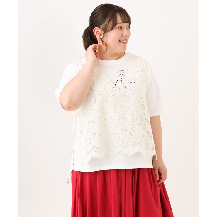 【大きいサイズ】エンブロイダリーレースベスト | eur3 | 詳細画像13 