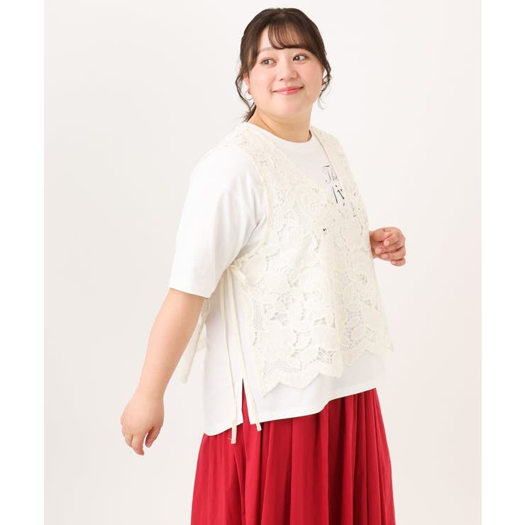 【大きいサイズ】エンブロイダリーレースベスト | eur3 | 詳細画像14 