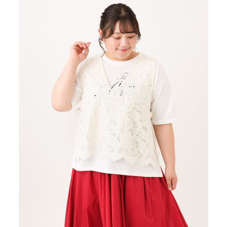 【大きいサイズ】エンブロイダリーレースベスト | eur3 | 詳細画像15 