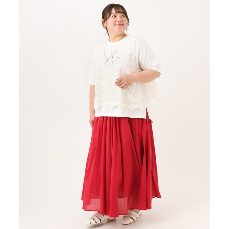 【大きいサイズ】エンブロイダリーレースベスト | eur3 | 詳細画像18 