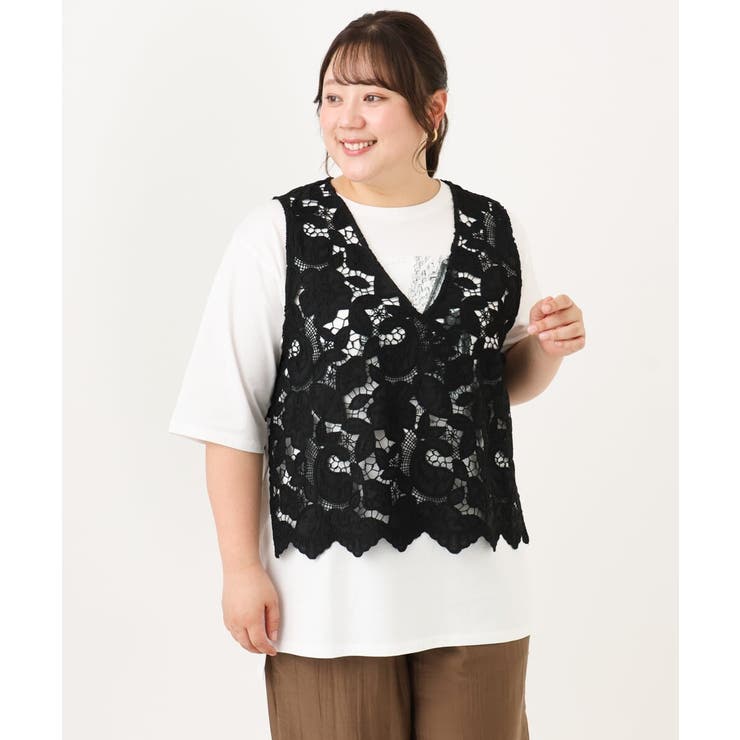 【大きいサイズ】エンブロイダリーレースベスト | eur3 | 詳細画像28 