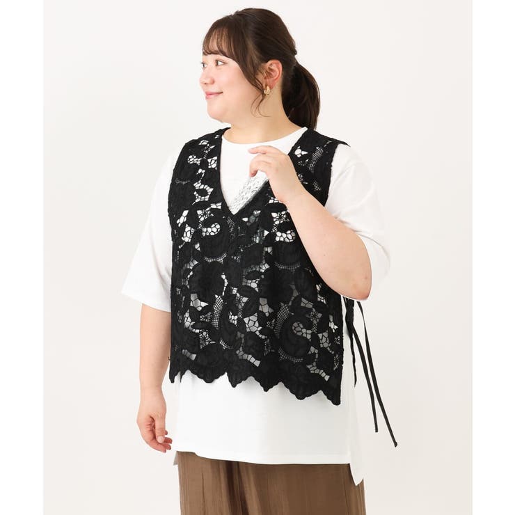 【大きいサイズ】エンブロイダリーレースベスト | eur3 | 詳細画像29 
