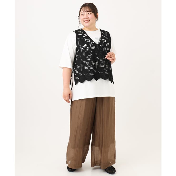 【大きいサイズ】エンブロイダリーレースベスト | eur3 | 詳細画像34 