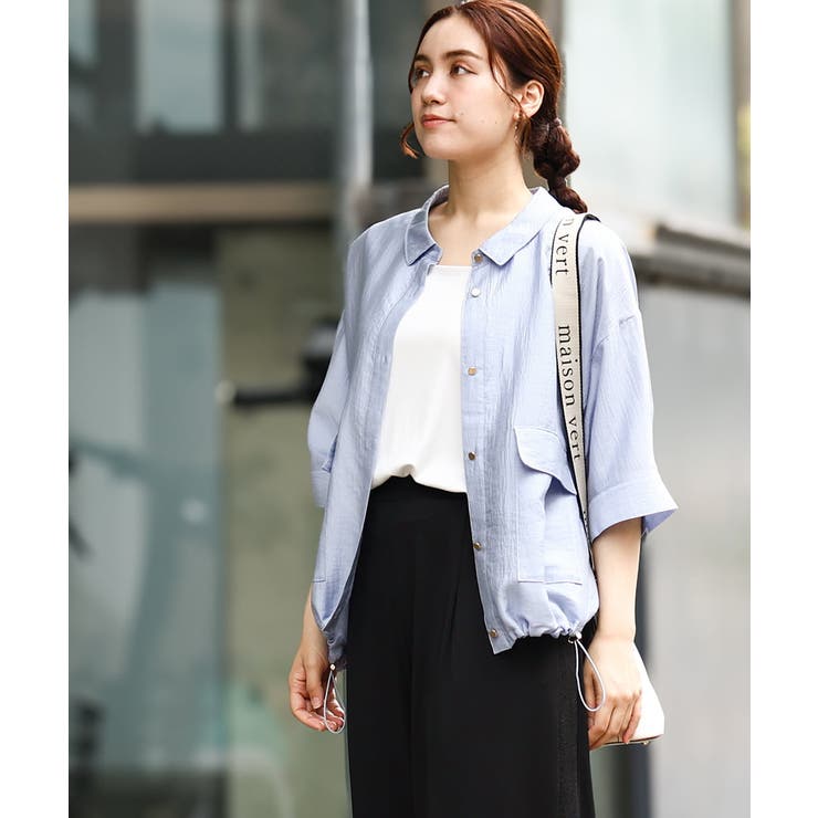 【大きいサイズ】シアーハーフスリーブシャツ | eur3 | 詳細画像1 