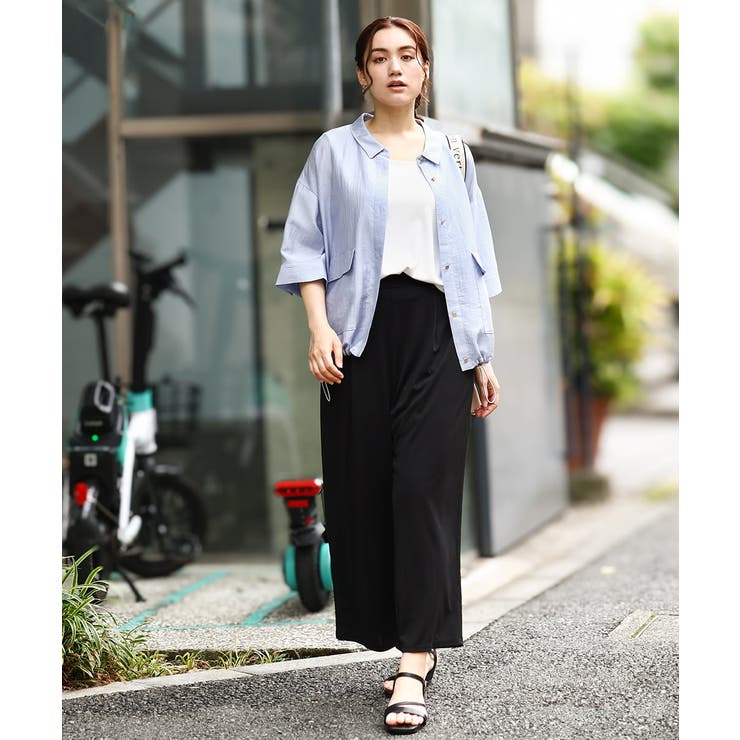 【大きいサイズ】シアーハーフスリーブシャツ | eur3 | 詳細画像2 