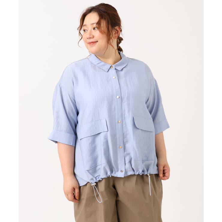 【大きいサイズ】シアーハーフスリーブシャツ | eur3 | 詳細画像4 