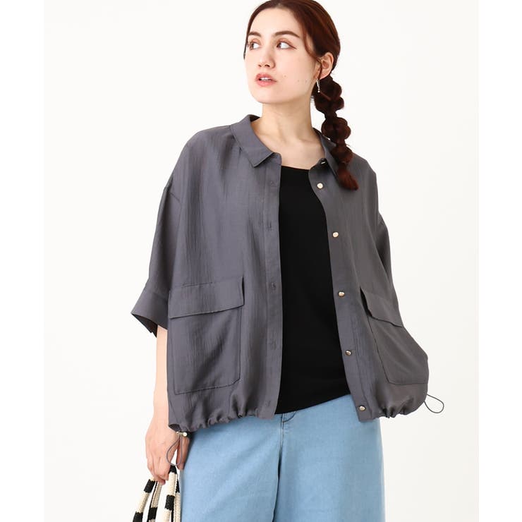 ダークグレー(93) | 【大きいサイズ】シアーハーフスリーブシャツ | eur3