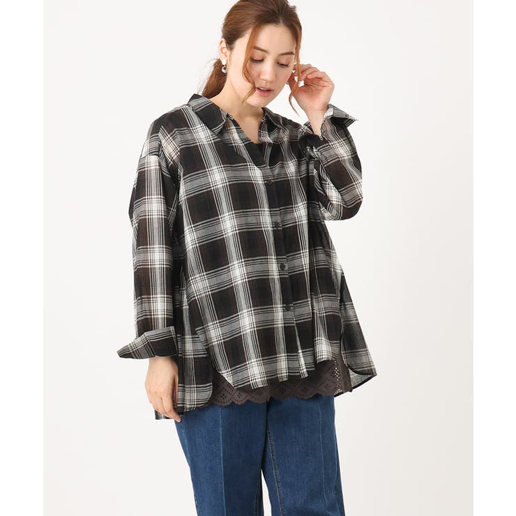 アイボリー(80) | 【大きいサイズ】コットンシアーシャツ | eur3