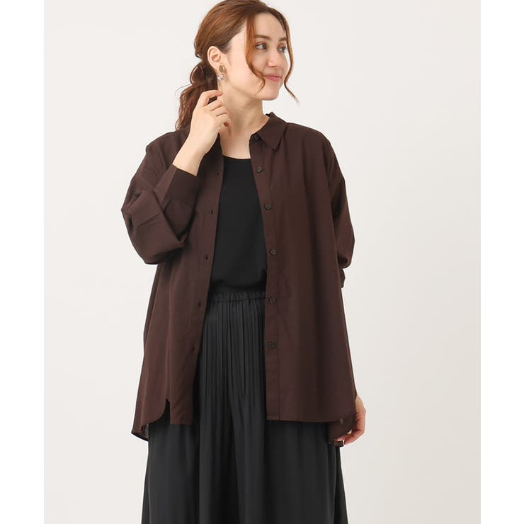 ダークブラウン(87) | 【大きいサイズ】コットンシアーシャツ | eur3