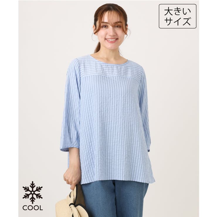 【大きいサイズ/11号サイズあり】ダブルピンストライプブラウス | eur3 | 詳細画像1 